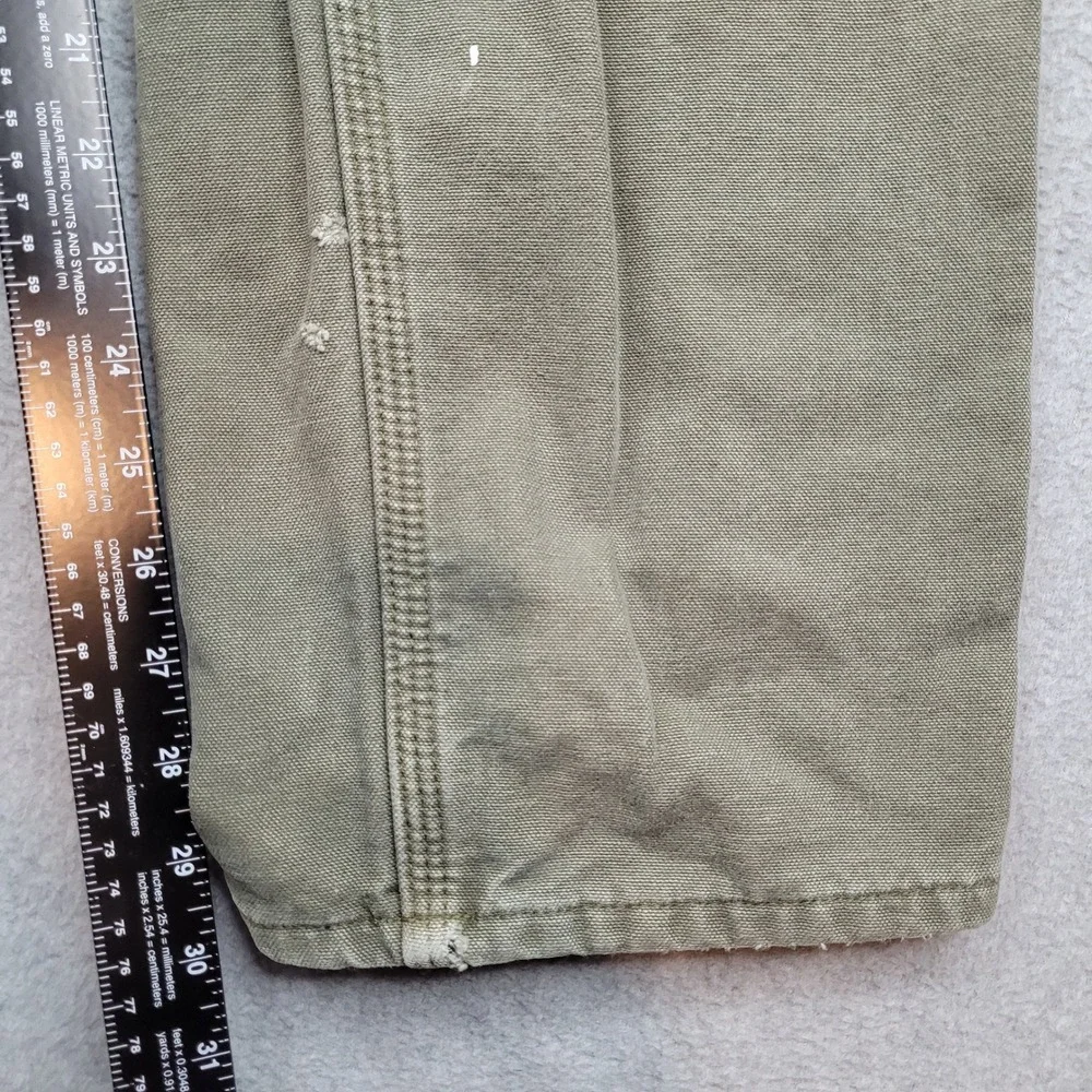 Carhartt Flannel Lined Carpenter Pants Mens 30x32 Moss Green B111 MOS Workwear